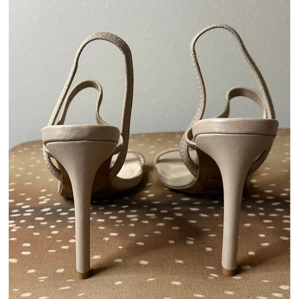 NWOT LULUS Babie Light Nude Strappy High Heel Sandals Size 7.5